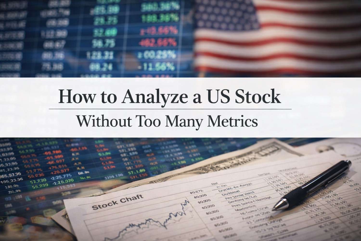 Illustration showing focused stock analysis using key metrics instead of excessive financial ratios